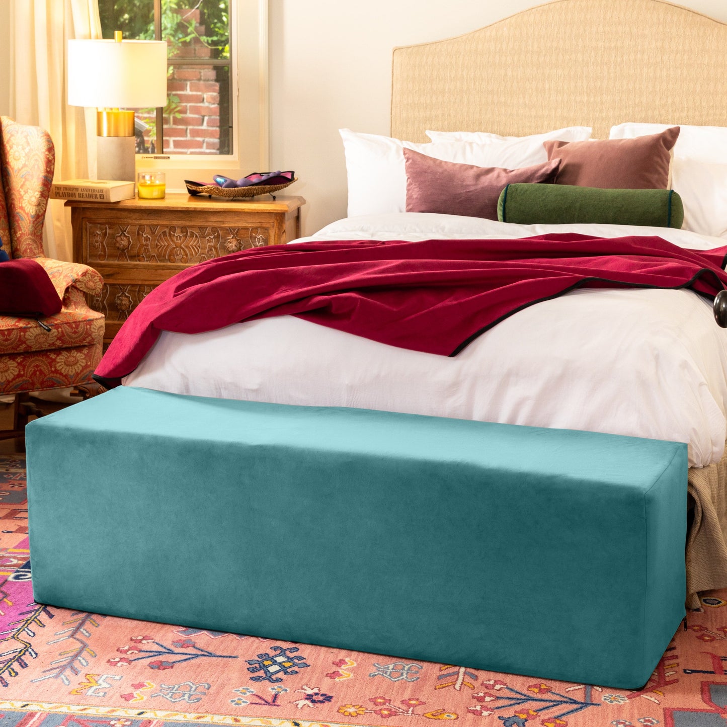 Aria Flip Chaise | 18 Inch Wide | Convertible Sex Chair and Bed Bench | Teal