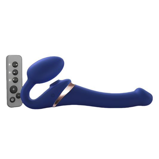 MULTI ORGASM BENDABLE STRAP-ON - S - NIGHT BLUE