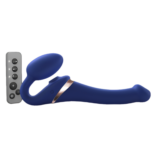 MULTI ORGASM BENDABLE STRAP-ON - L - NIGHT BLUE